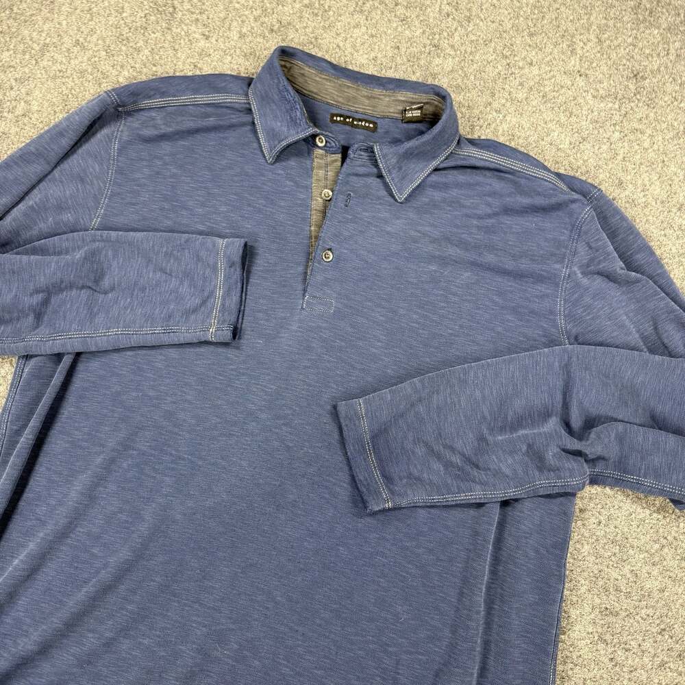 Age of Wisdom Mens Blue Modal Blend Long Sleeve Polo Shirt XL